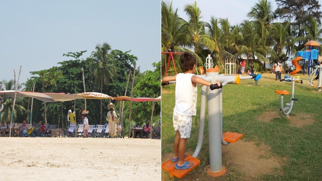 Expatriate families at Tarkwa Bay Beach